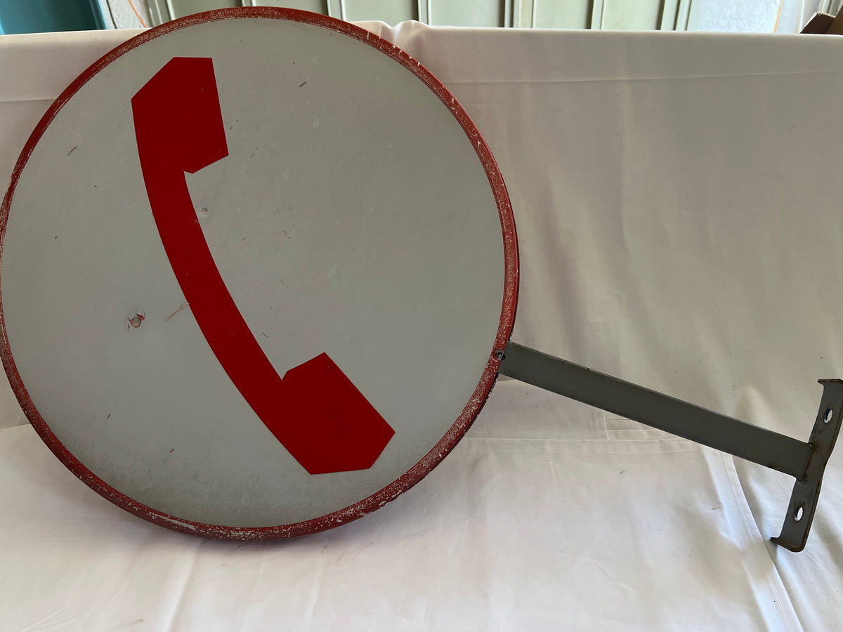 Insegna Telefonica Bifacciale SIP Anni 80 Originale con Staffa - Vintage