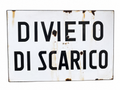 Cartello Stradale Vintage "Divieto di Scarico" – Insegna in Metallo Smaltato Anni '50/'60 Modernariato Industriale