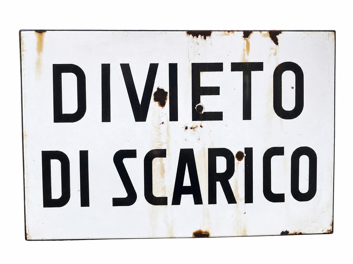 Cartello Stradale Vintage "Divieto di Scarico" – Insegna in Metallo Smaltato Anni '50/'60 Modernariato Industriale