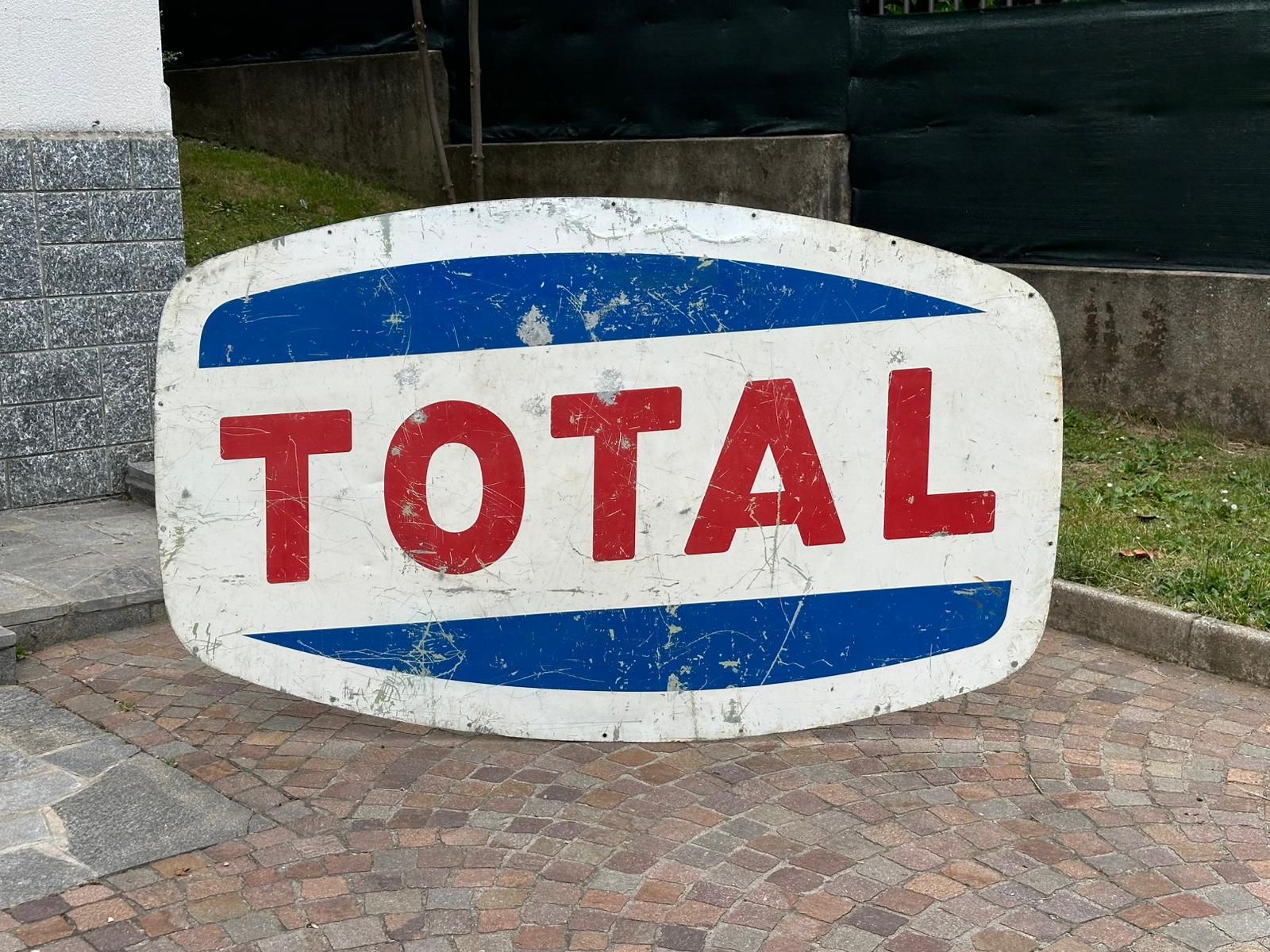 Insegna TOTAL Originale Anni '60 in Lamiera Litografata - 190x120 cm
