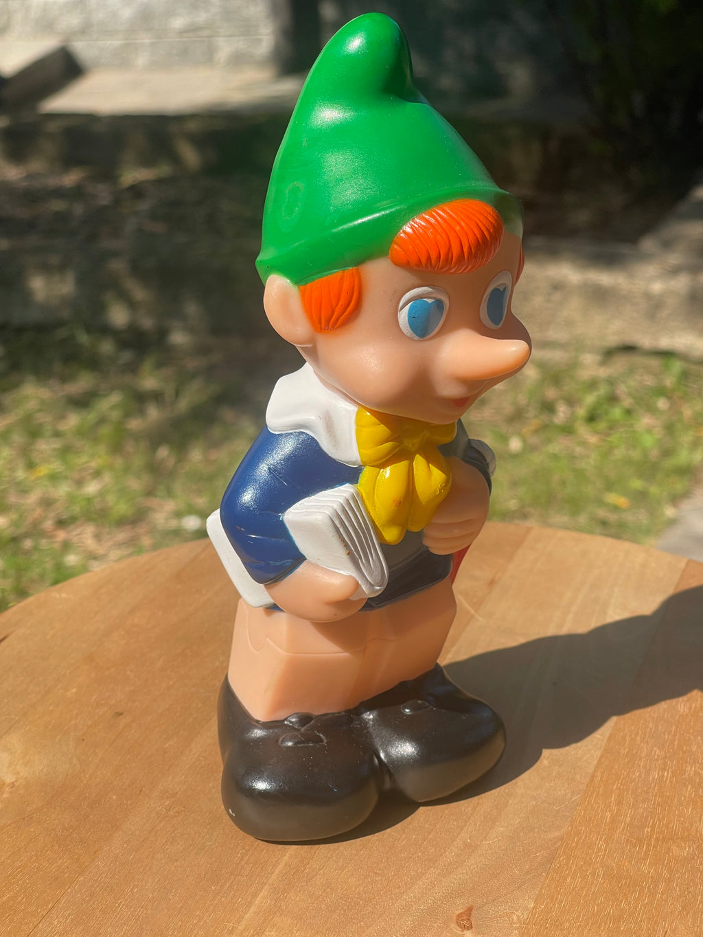 Pinocchio Vintage in Gomma 20 cm – Occhi a Cuore e Ombrello – pupazzo Anni 70/80