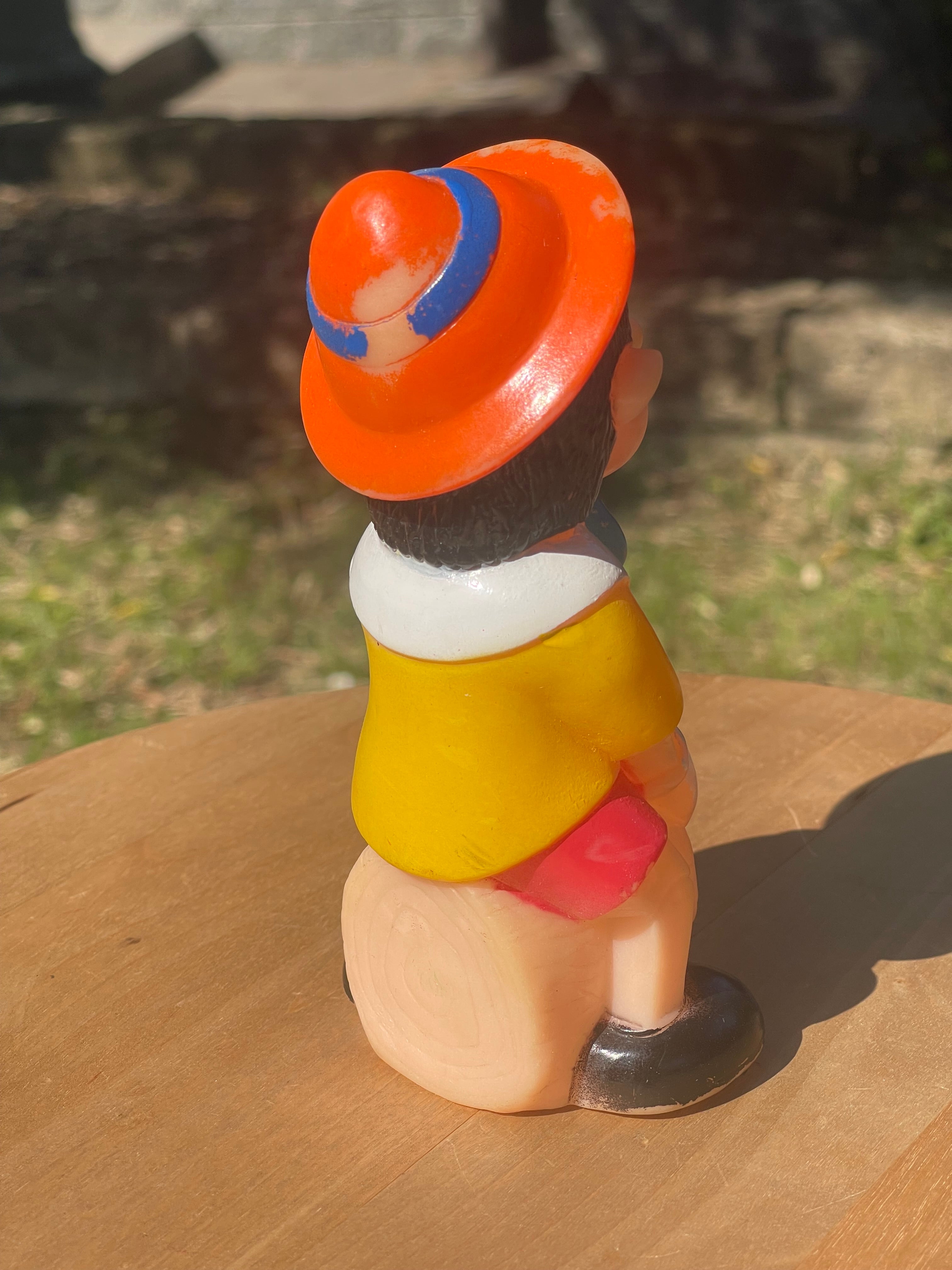 Pupazzo Pinocchio in Gomma Morbida Vintage Anni '60/'70 - Stile Ledra 14 cm