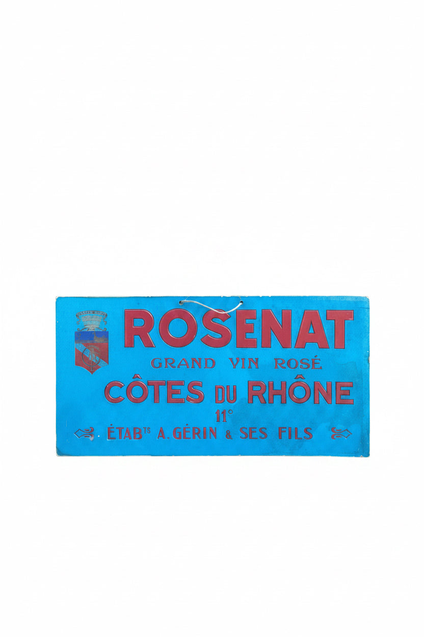 Cartello Pubblicitario Vintage "Rosenat" Côtes du Rhône – Insegna da Banco o Barra Anni '50/'60