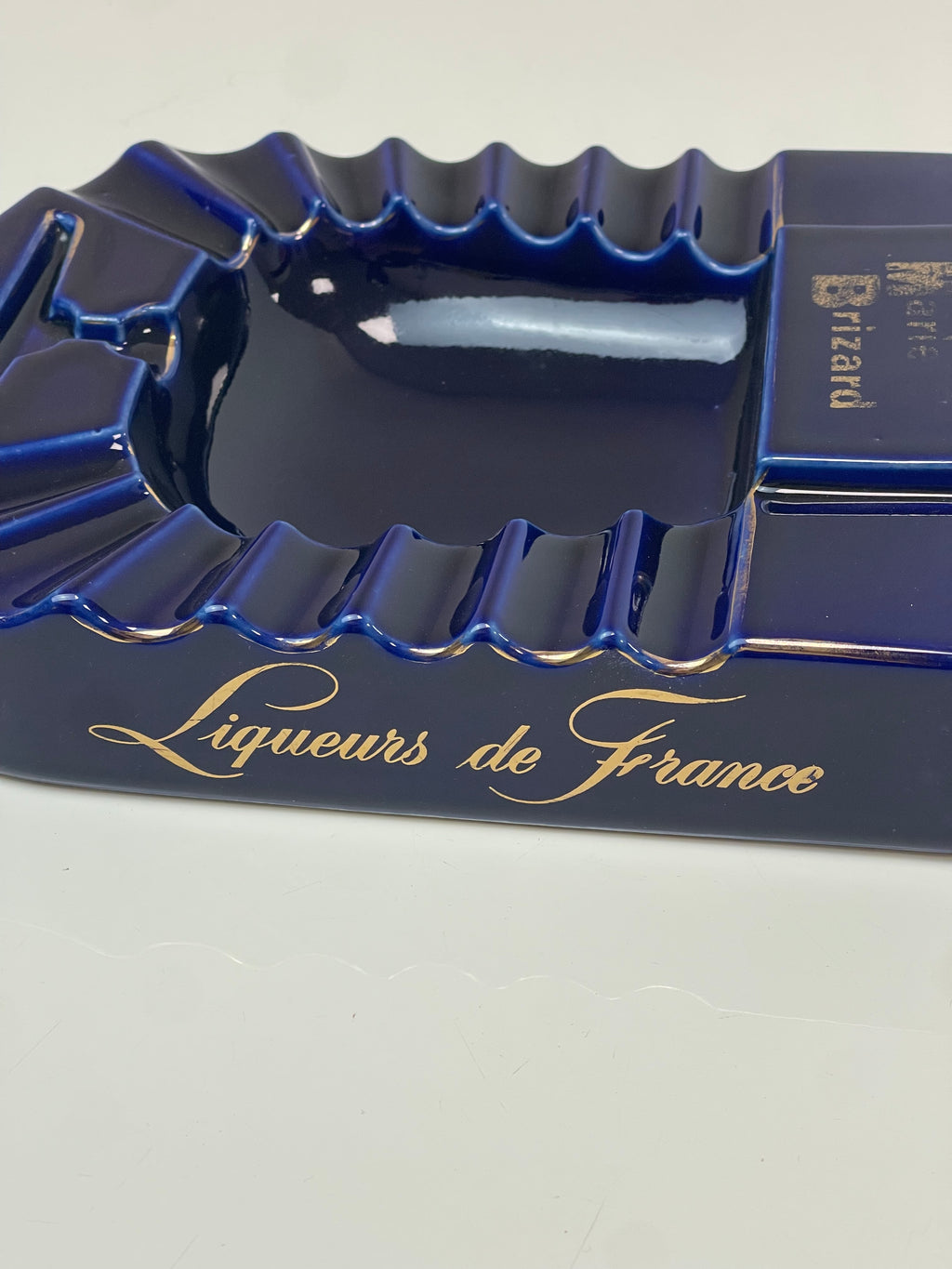 Posacenere Vintage Marie Brizard Ceramica Blu Cobalto Made in France