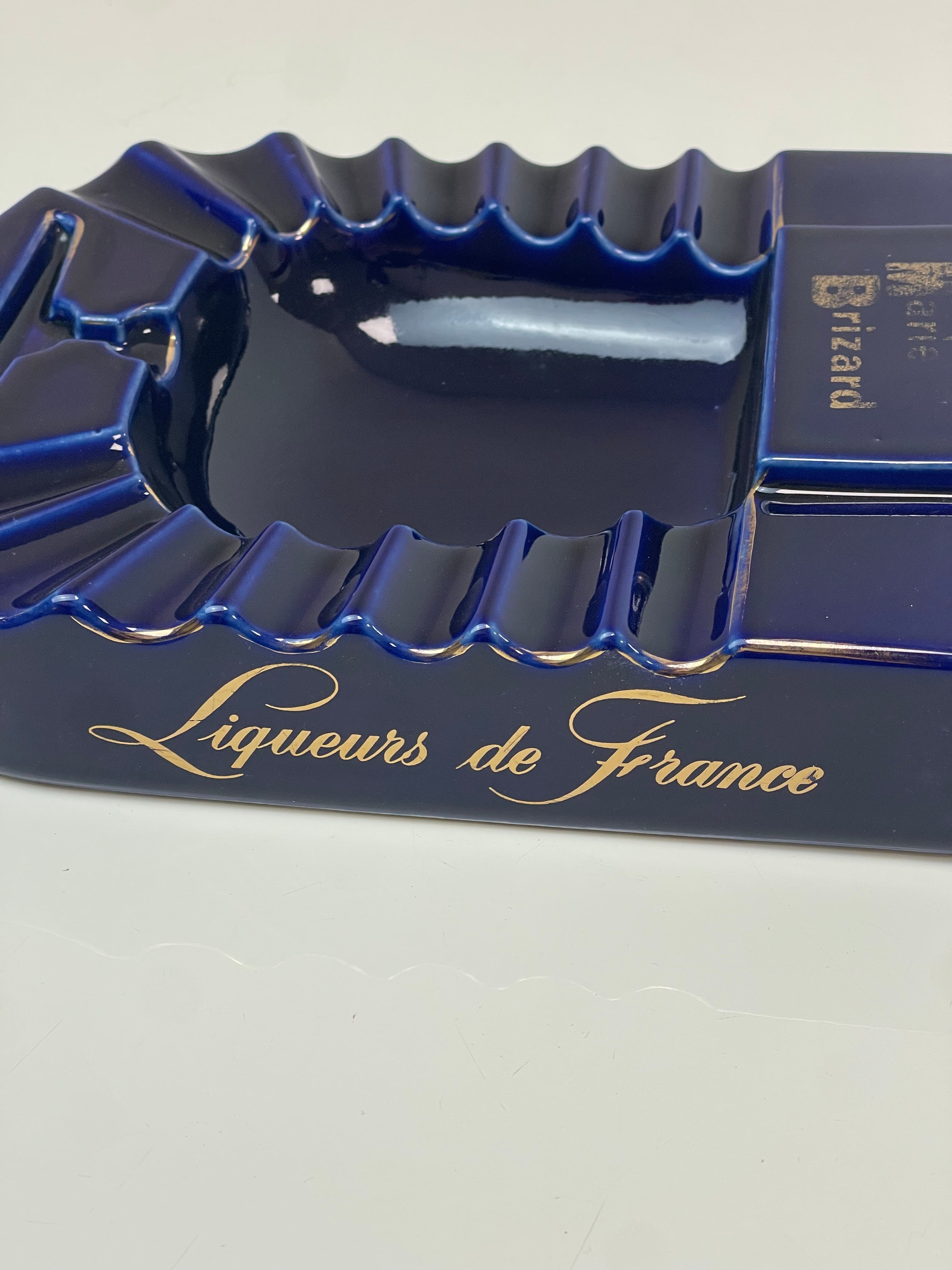 Posacenere Vintage Marie Brizard Ceramica Blu Cobalto Made in France