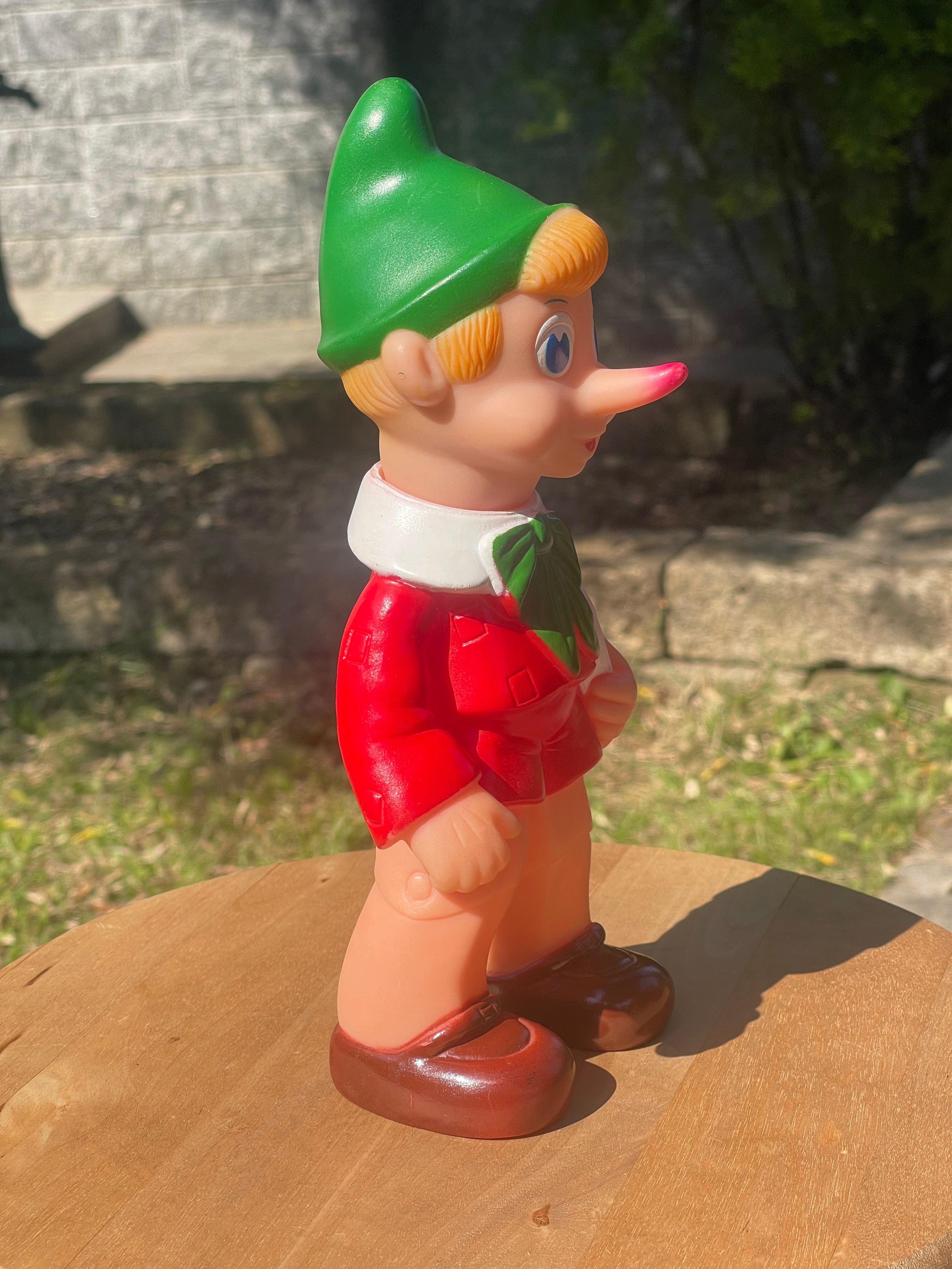 PINOCCHIO SCOLARO Vintage Anni 60 Ledraplastic – Pupazzo in Gomma con Fischietto Ledra Made in Italy 25cm