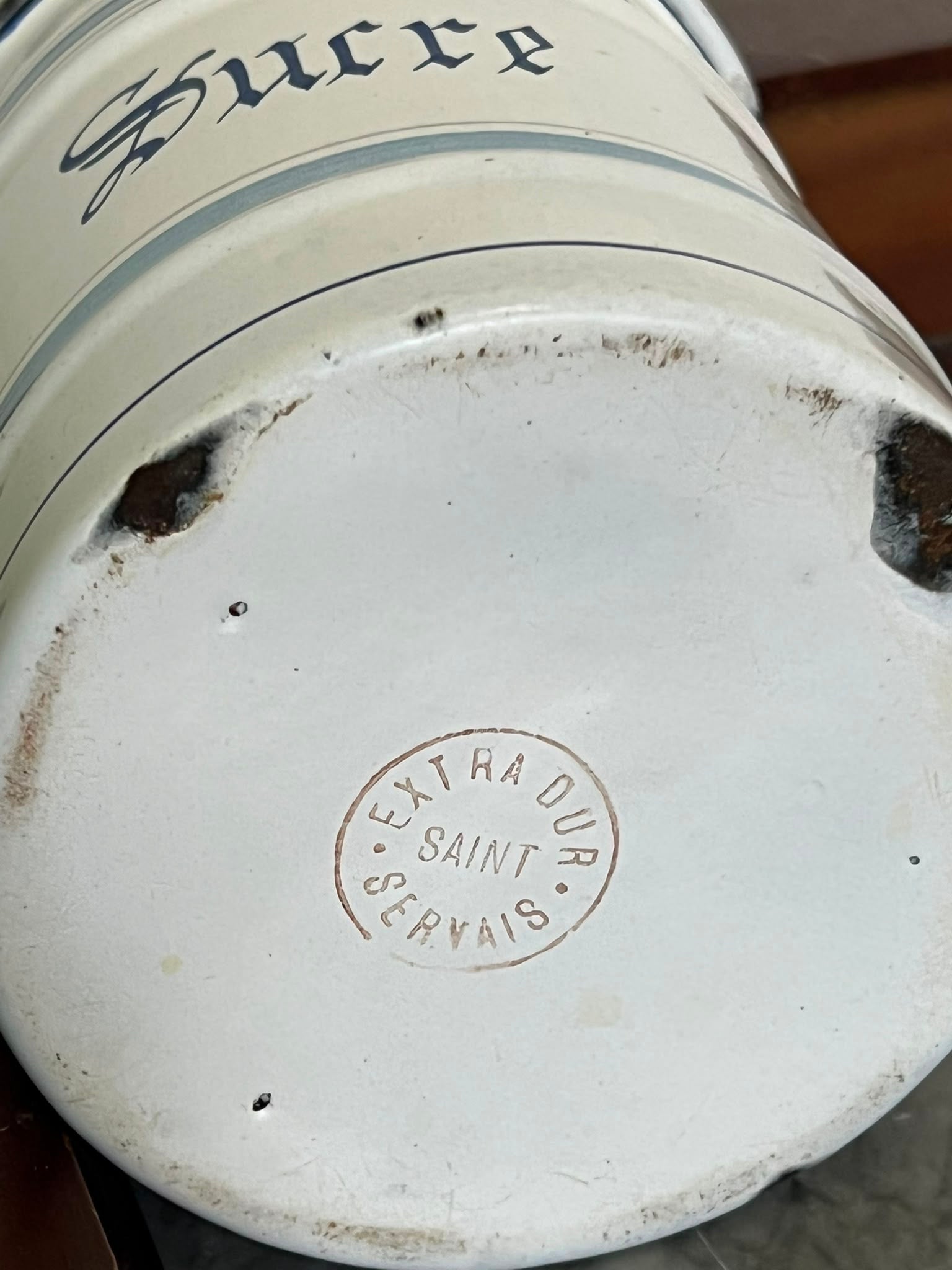 Coppia di Barattoli Antichi Francesi in Metallo Smaltato "Café" e "Chicorée" – Stile Brocante / Shabby Chic (Anni '50) pezzo unico