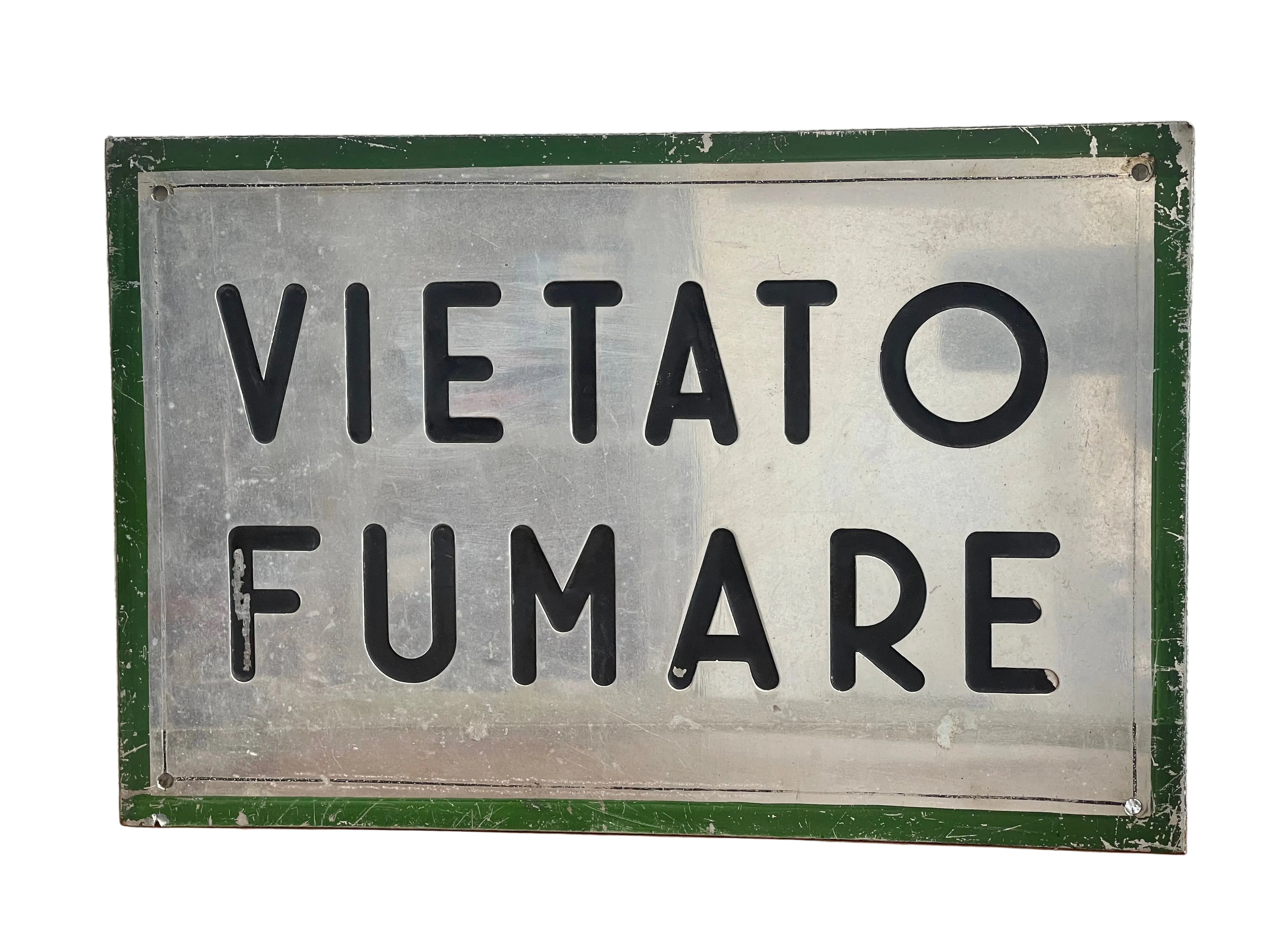Targa Vintage "Vietato Fumare" in Alluminio a Rilievo – Segnaletica Industriale Anni '60/'70 - 35 cm