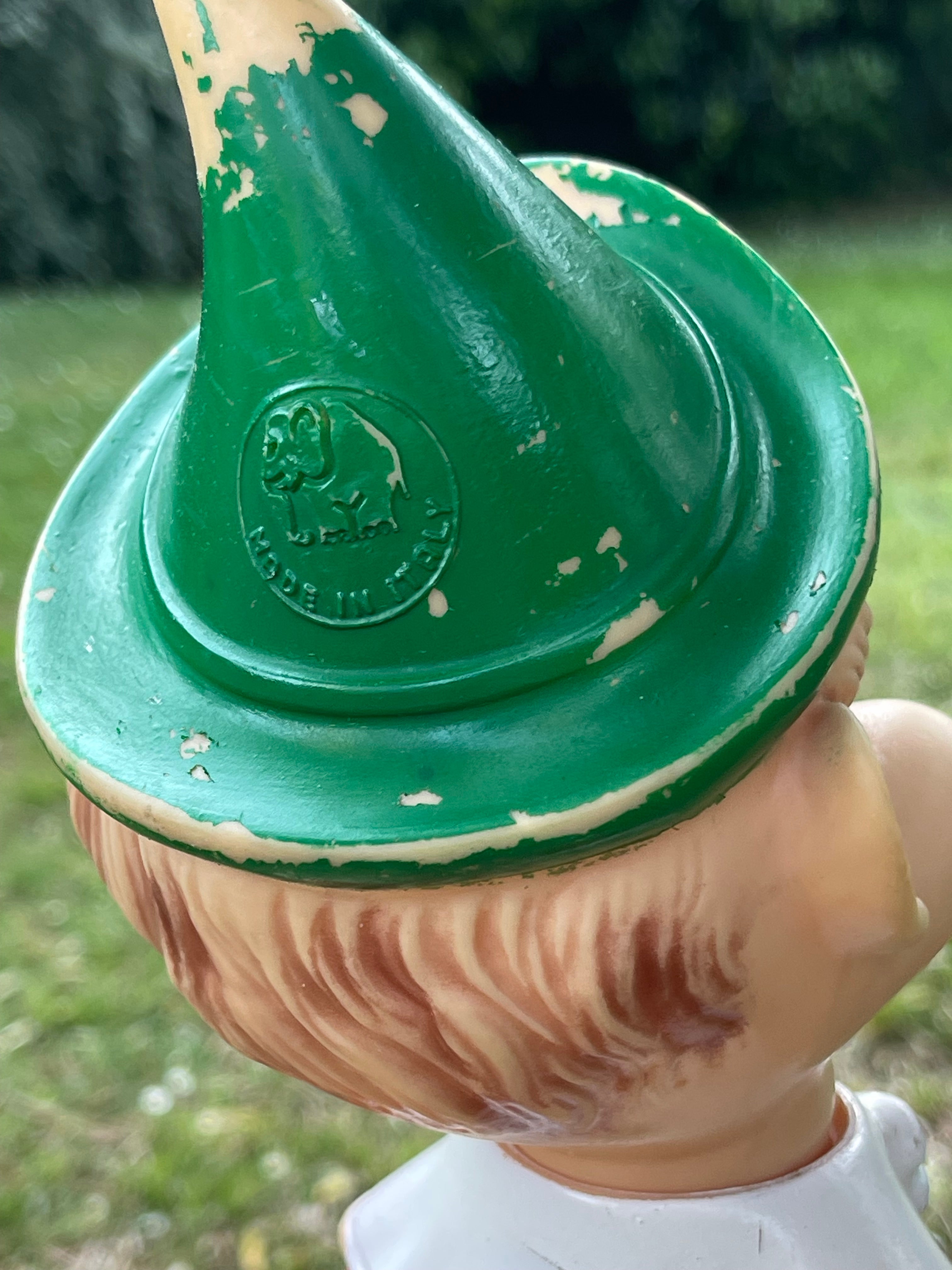 Pupazzo Pinocchio vintage in gomma Ledra Plastic anni 60 con trombetta - H 38 cm