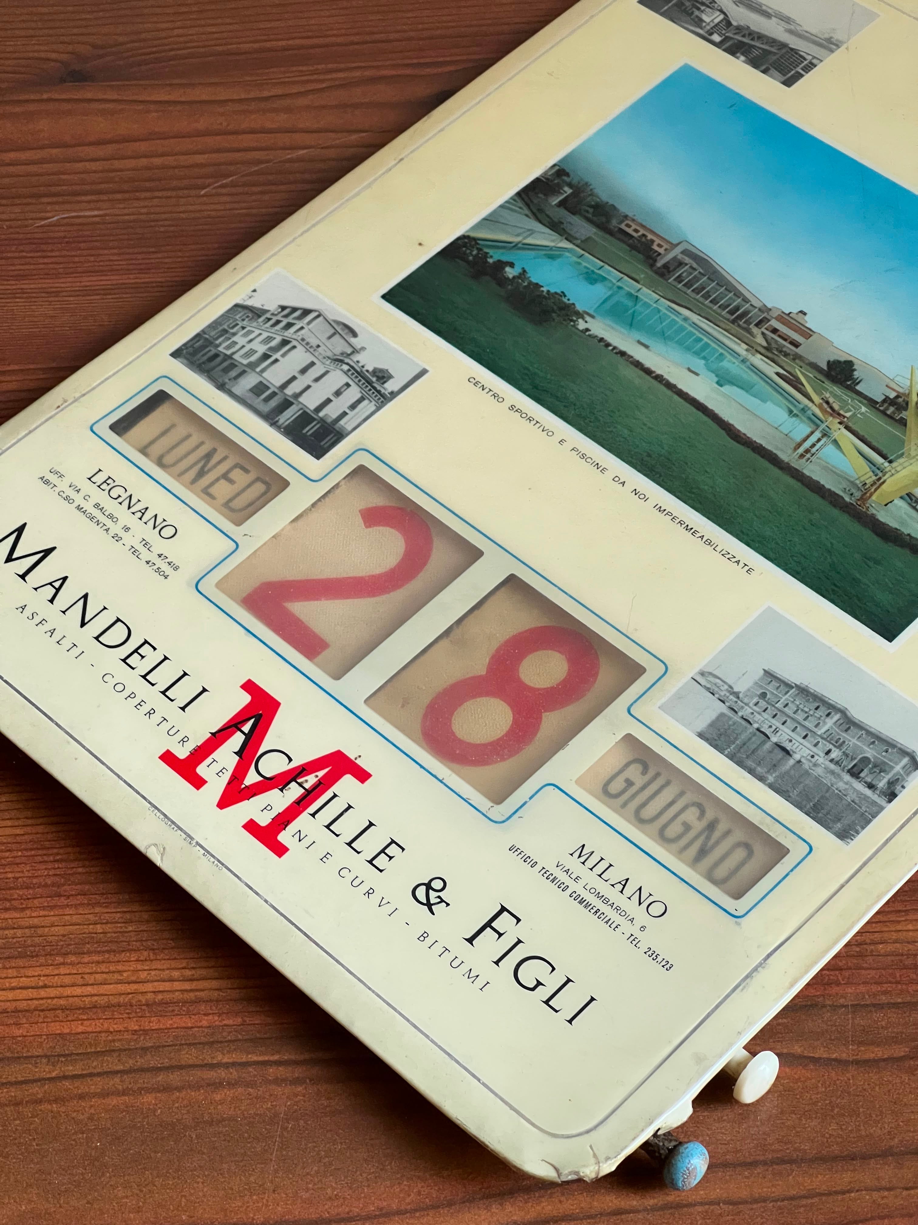 Calendario Perpetuo Vintage Mandelli Achille & Figli - Lamiera Litografata Anni '50/'60 pezzo unico