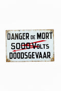 Insegna Smaltata Vintage Anni '50 "Danger de Mort - 5000 Volts" – 30x20 cm