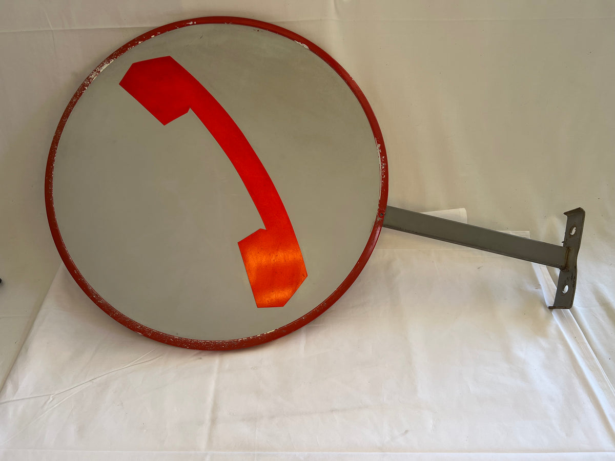 Insegna Telefonica Bifacciale SIP Anni 80 Originale con Staffa - Vintage