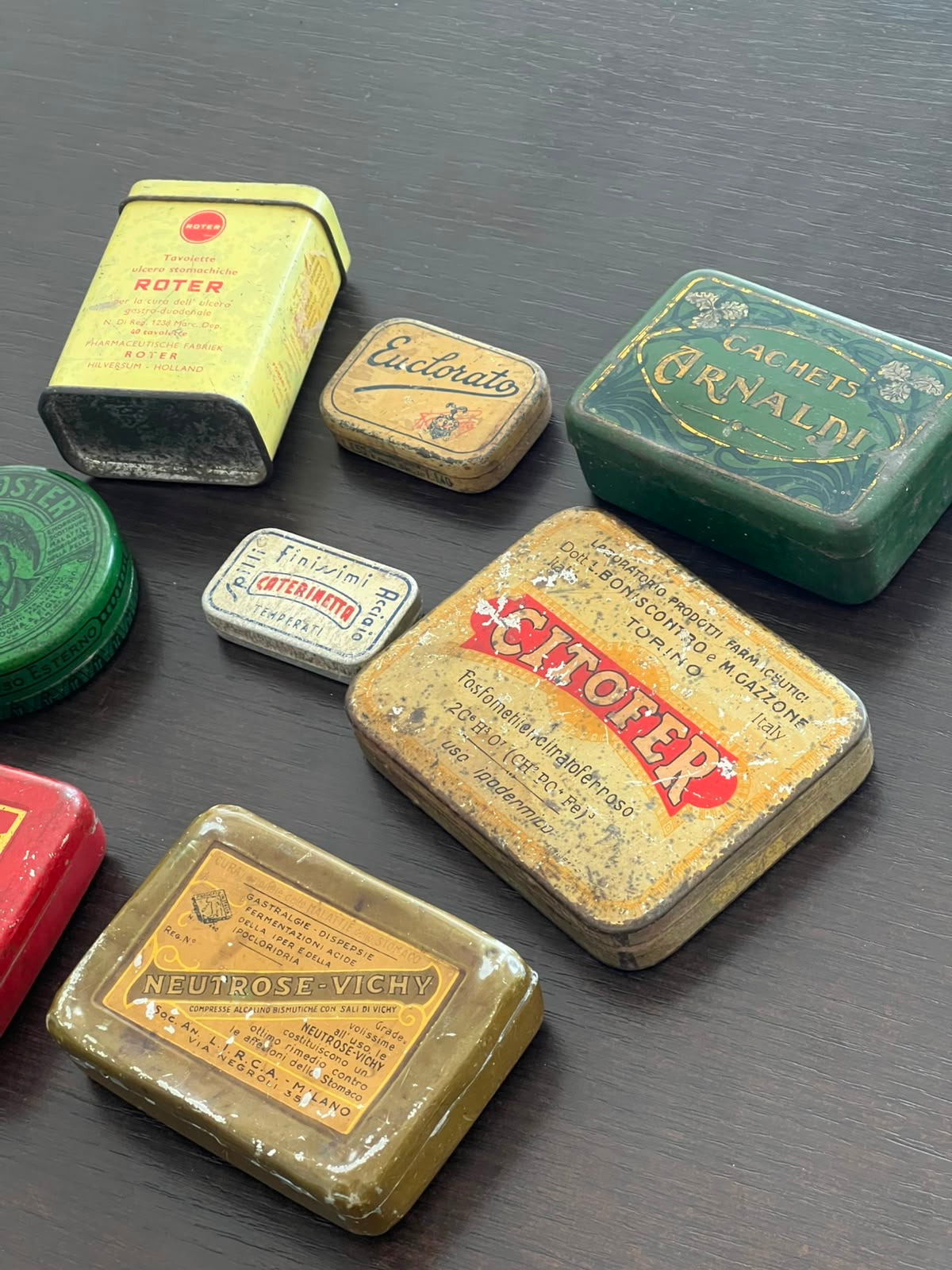 Lotto 8 Scatole di Latta Farmaceutiche Vintage - Medicina Epoca Anni '20/'50 - pezzo unico
