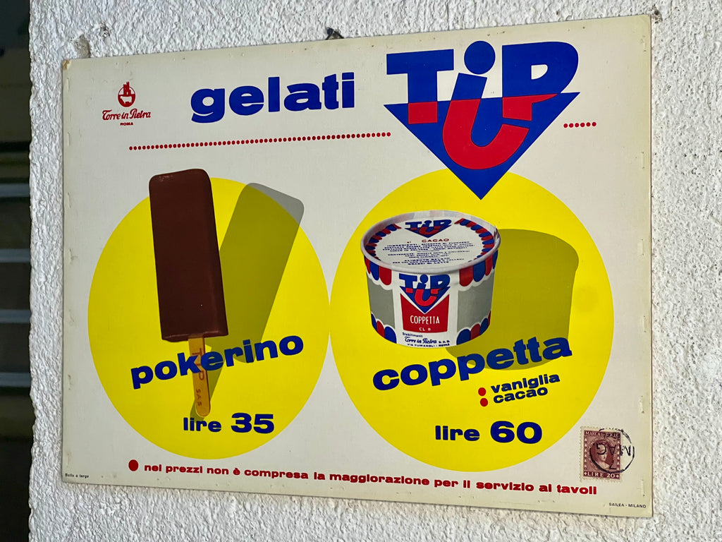 Insegna Cartello Gelati TIP Anni 60 con Bollo - pezzo unico