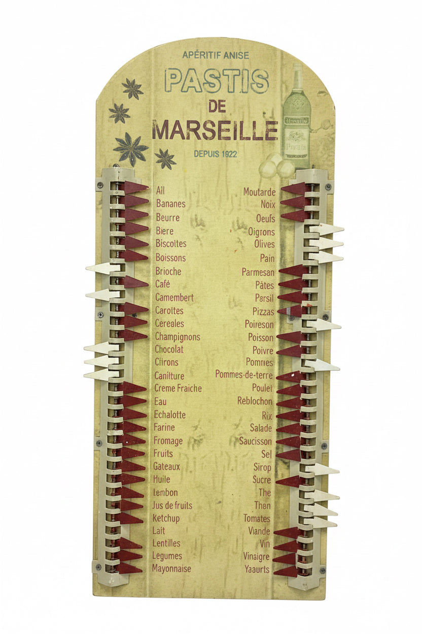Lista della Spesa Vintage Francese Meccanica - Memo Pastis de Marseille tabella Rétro