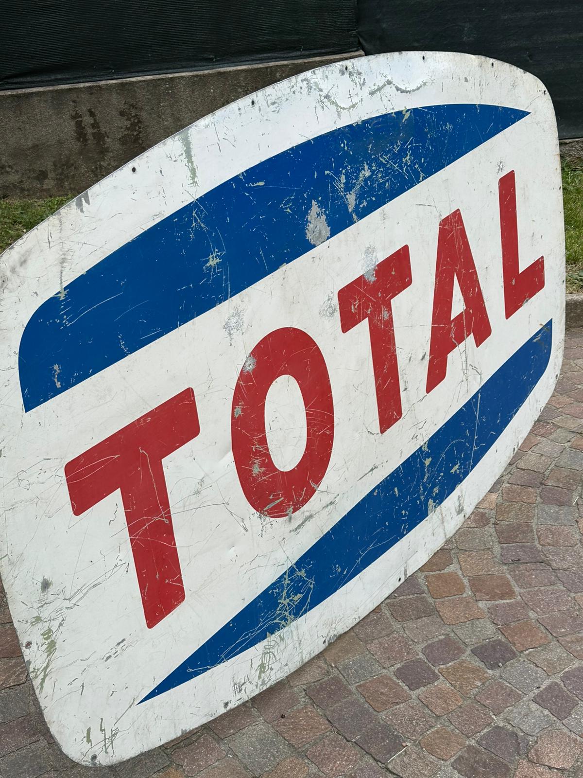 Insegna TOTAL Originale Anni '60 in Lamiera Litografata - 190x120 cm