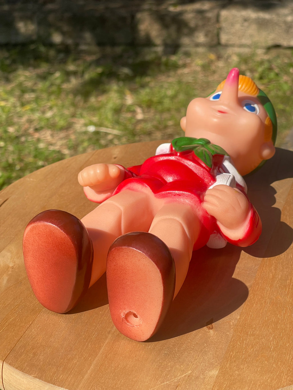 PINOCCHIO SCOLARO Vintage Anni 60 Ledraplastic – Pupazzo in Gomma con Fischietto Ledra Made in Italy 25cm