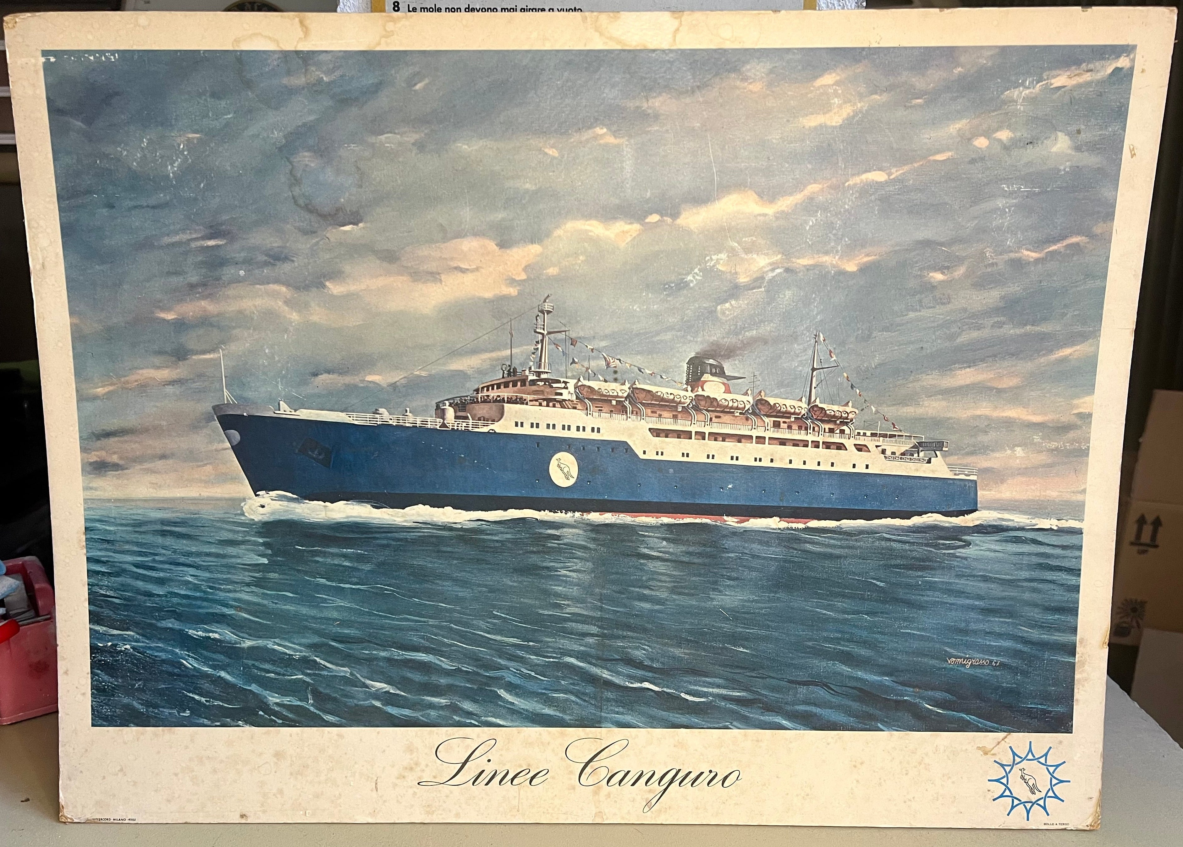 Cartonato Pubblicitario D'Epoca "Linee Canguro" 1967 targa