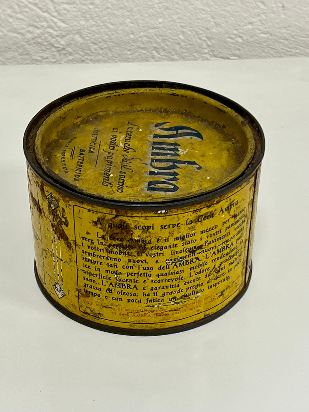 Barattolo Latta Vintage Cera Ambra Ambrosoli – Raro Oggetto da Collezione Anni '50/'60 - pezzo unico