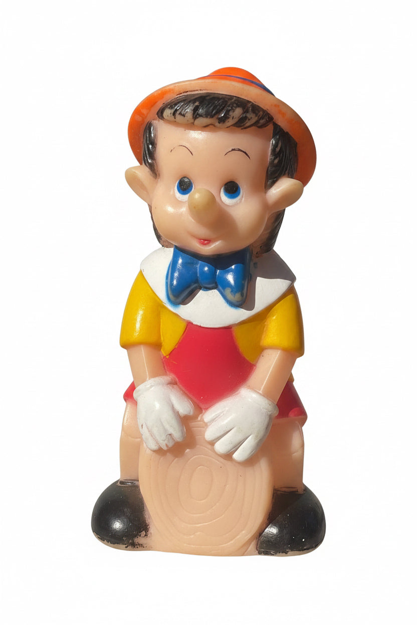 Pupazzo Pinocchio in Gomma Morbida Vintage Anni '60/'70 - Stile Ledra 14 cm