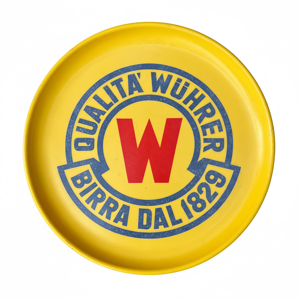 Vassoio Vintage Birra Wührer Anni '70 – Oggetto Pubblicitario da Collezione Giallo pezzo unico