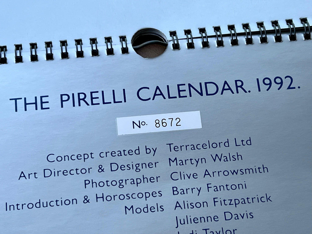 Calendario Pirelli 1992 Originale - Edizione Limitata Numerata N. 8672 - Clive Arrowsmith - pezzo unico