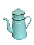 Caffettiera Vintage Francese in Lamiera Smaltata – Verde Menta (Novecento) pezzo unico