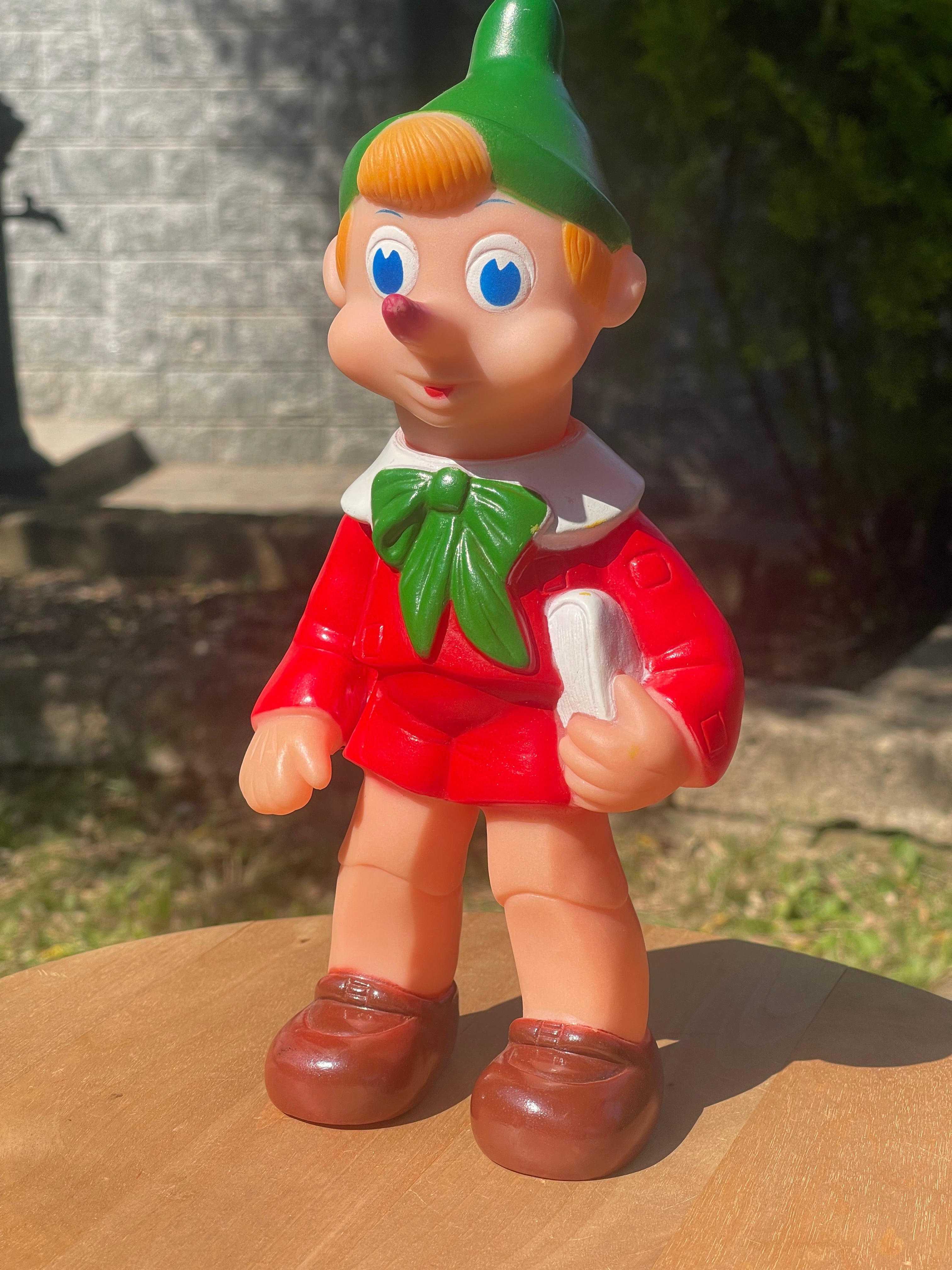 PINOCCHIO SCOLARO Vintage Anni 60 Ledraplastic – Pupazzo in Gomma con Fischietto Ledra Made in Italy 25cm
