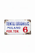 Insegna Targa Smaltata Vintage Gentili Brighi & C. Milano – Portata 6 Ton – Anni '50