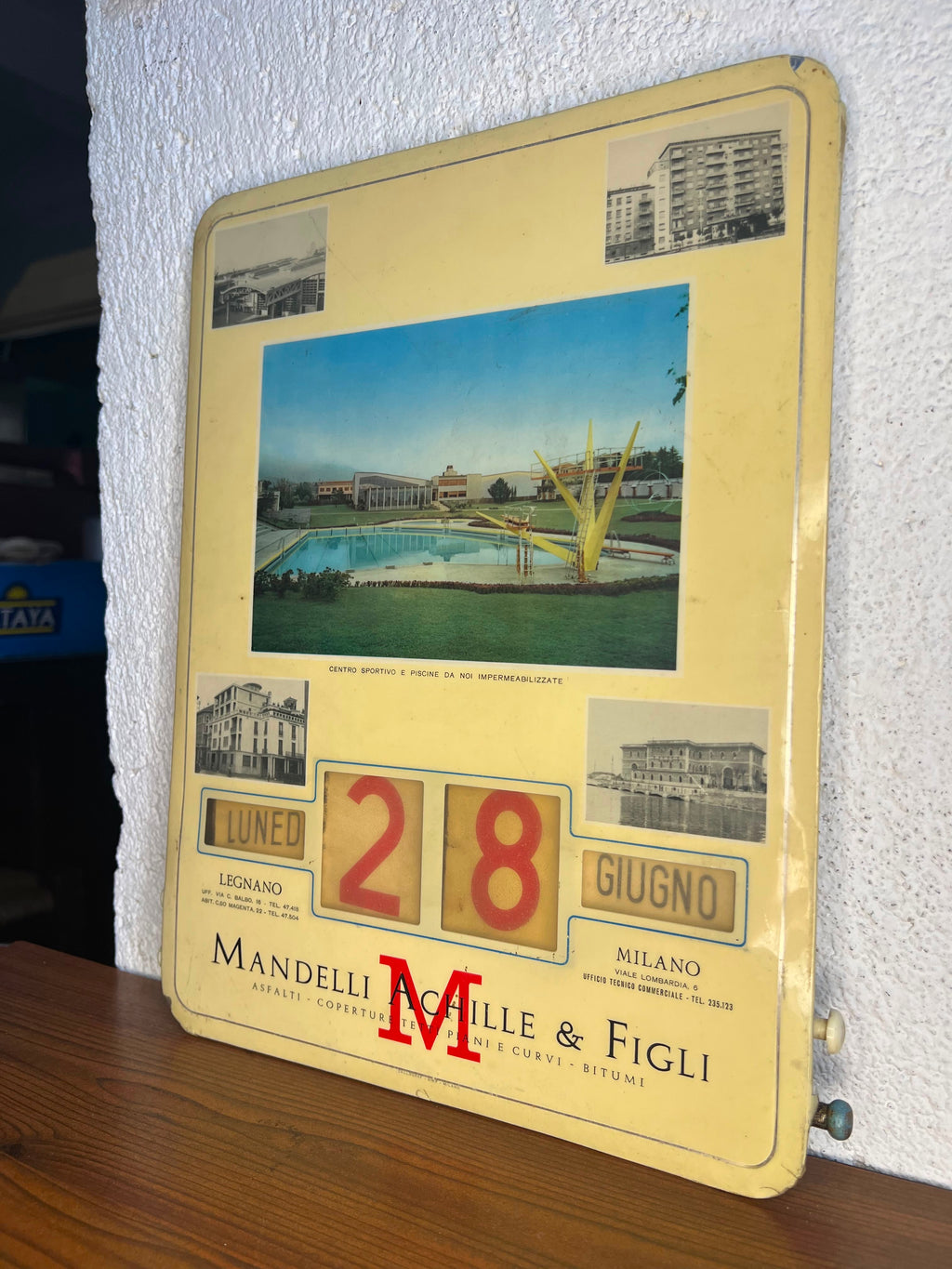 Calendario Perpetuo Vintage Mandelli Achille & Figli - Lamiera Litografata Anni '50/'60 pezzo unico