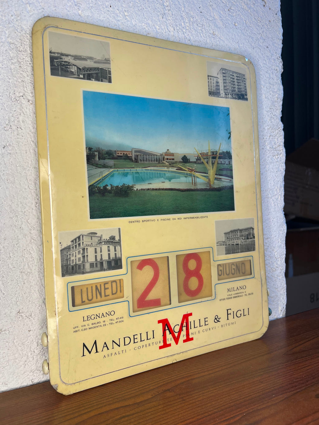 Calendario Perpetuo Vintage Mandelli Achille & Figli - Lamiera Litografata Anni '50/'60 pezzo unico