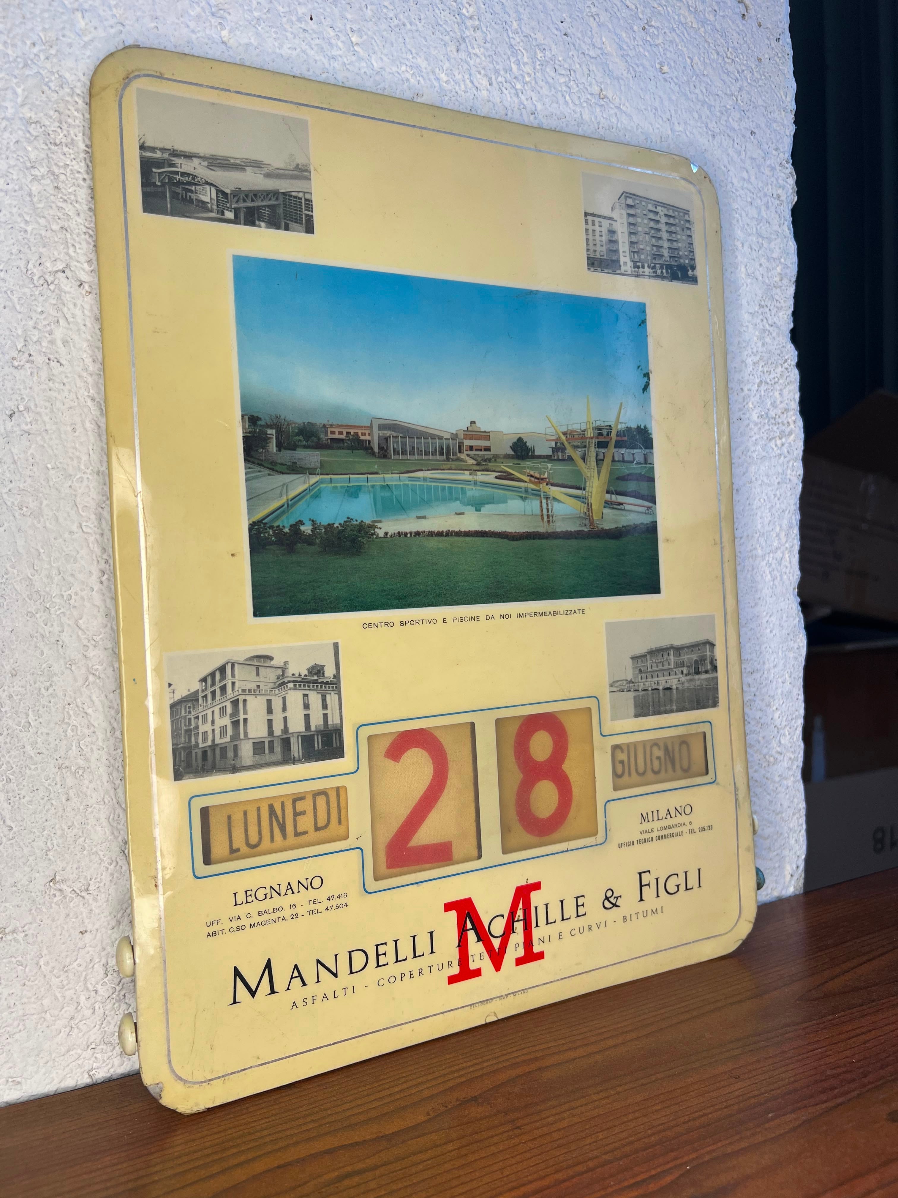 Calendario Perpetuo Vintage Mandelli Achille & Figli - Lamiera Litografata Anni '50/'60 pezzo unico