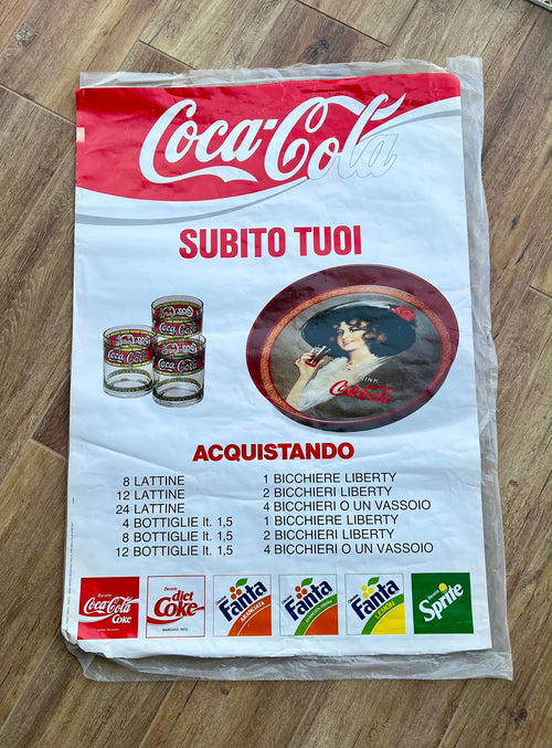 3 Manifesti Vintage Originali Anni '80 – Lotto Collezione Pubblicità e Sport (Coca-Cola, Centrale latte, Vela 1982) pezzo unico