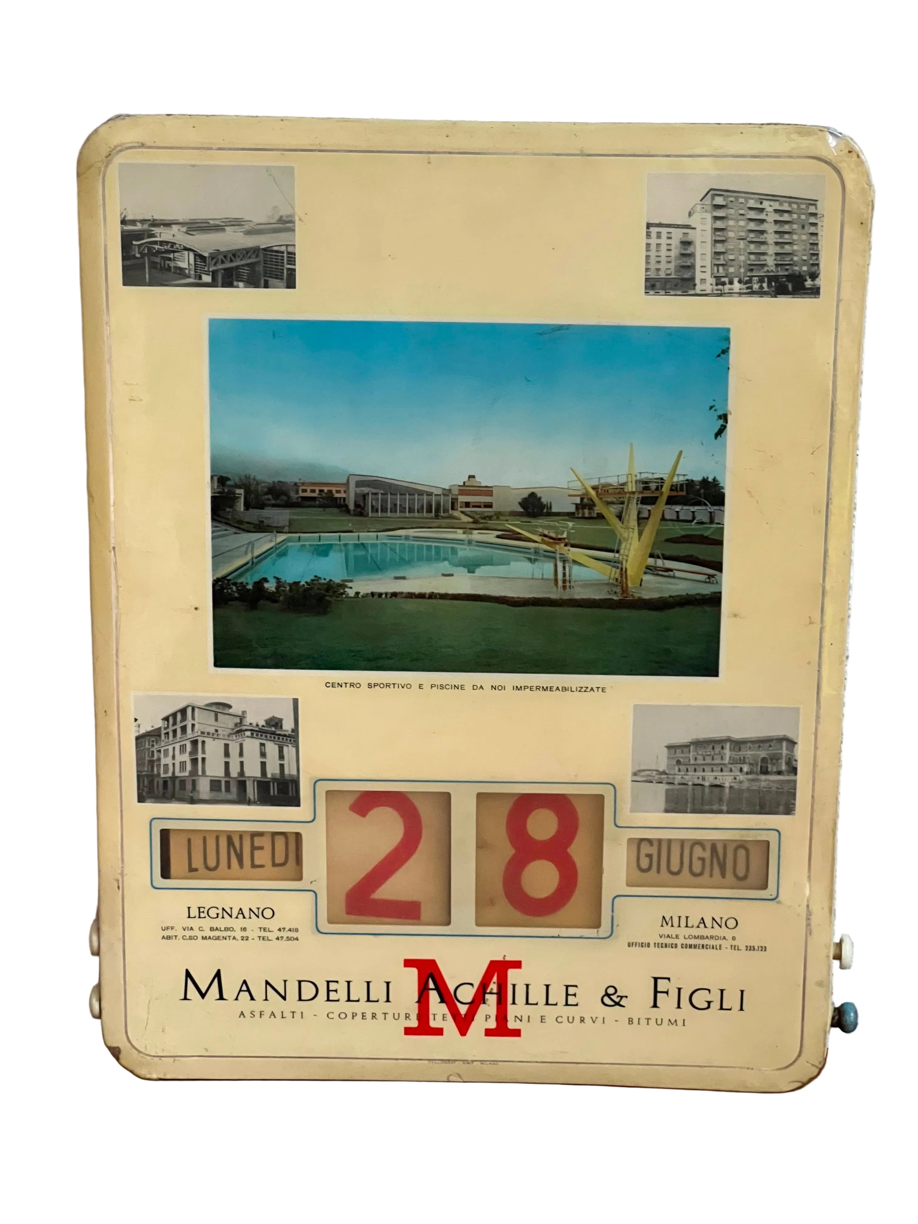 Calendario Perpetuo Vintage Mandelli Achille & Figli - Lamiera Litografata Anni '50/'60 pezzo unico