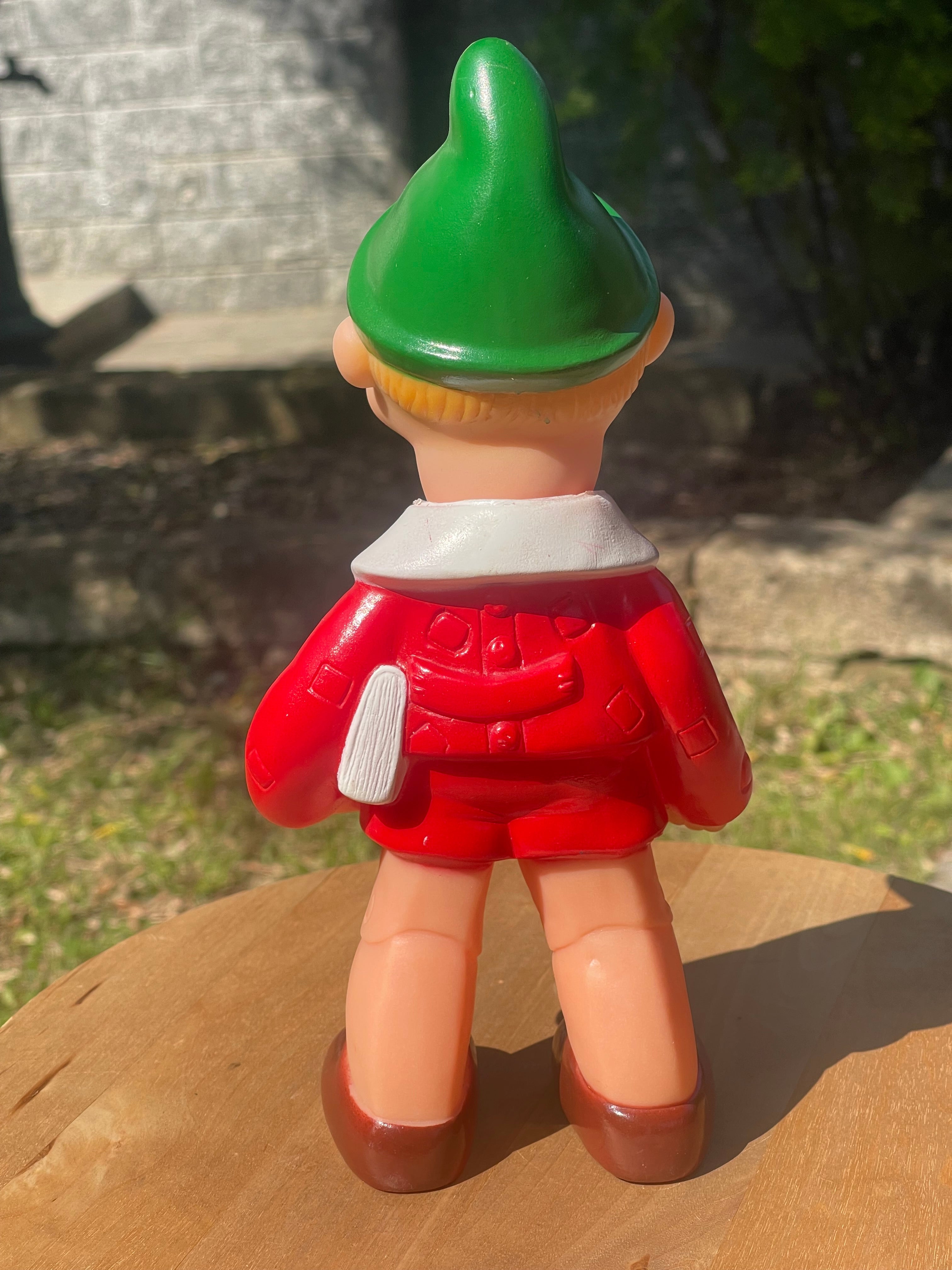 PINOCCHIO SCOLARO Vintage Anni 60 Ledraplastic – Pupazzo in Gomma con Fischietto Ledra Made in Italy 25cm