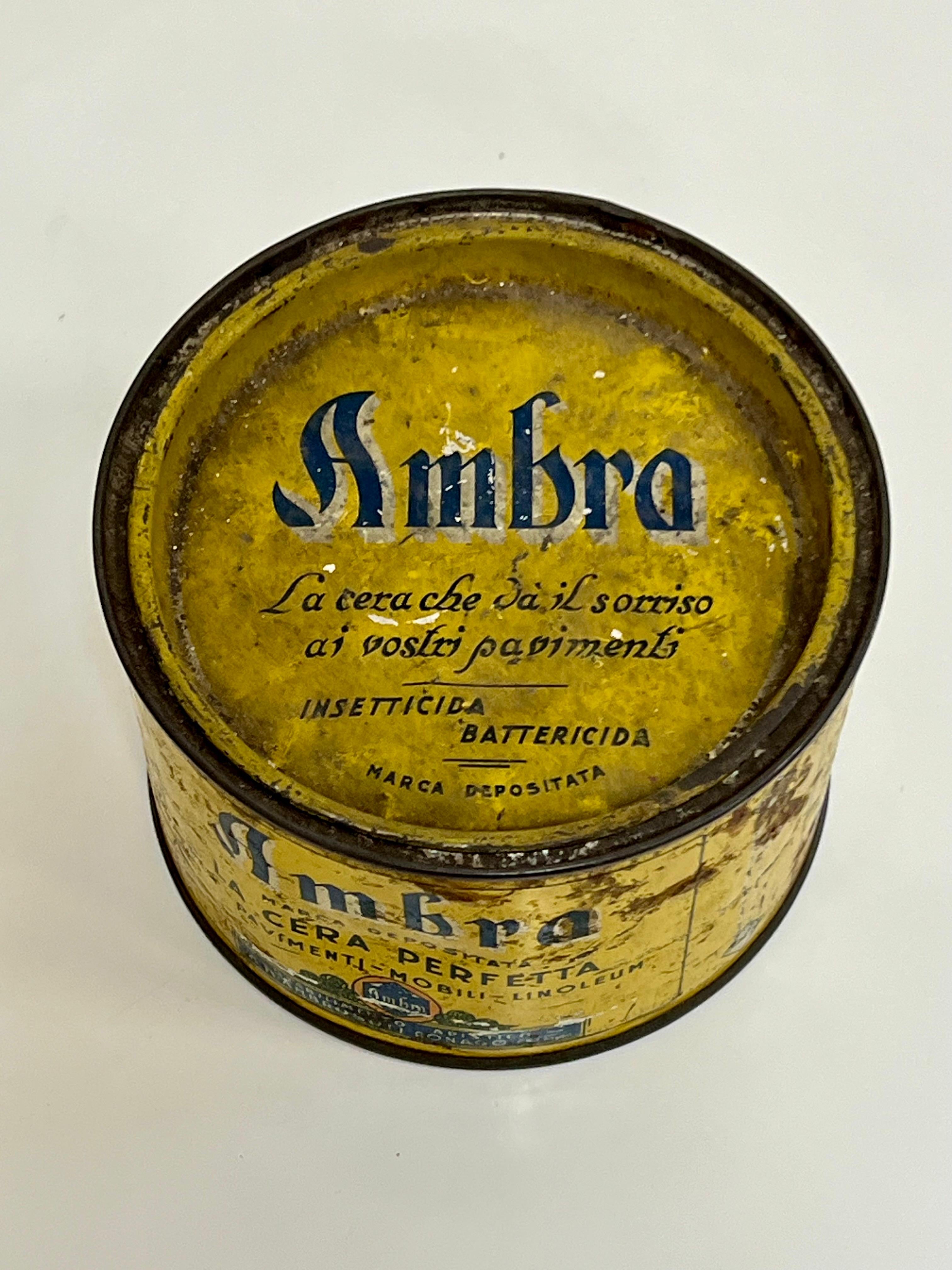 Barattolo Latta Vintage Cera Ambra Ambrosoli – Raro Oggetto da Collezione Anni '50/'60 - pezzo unico