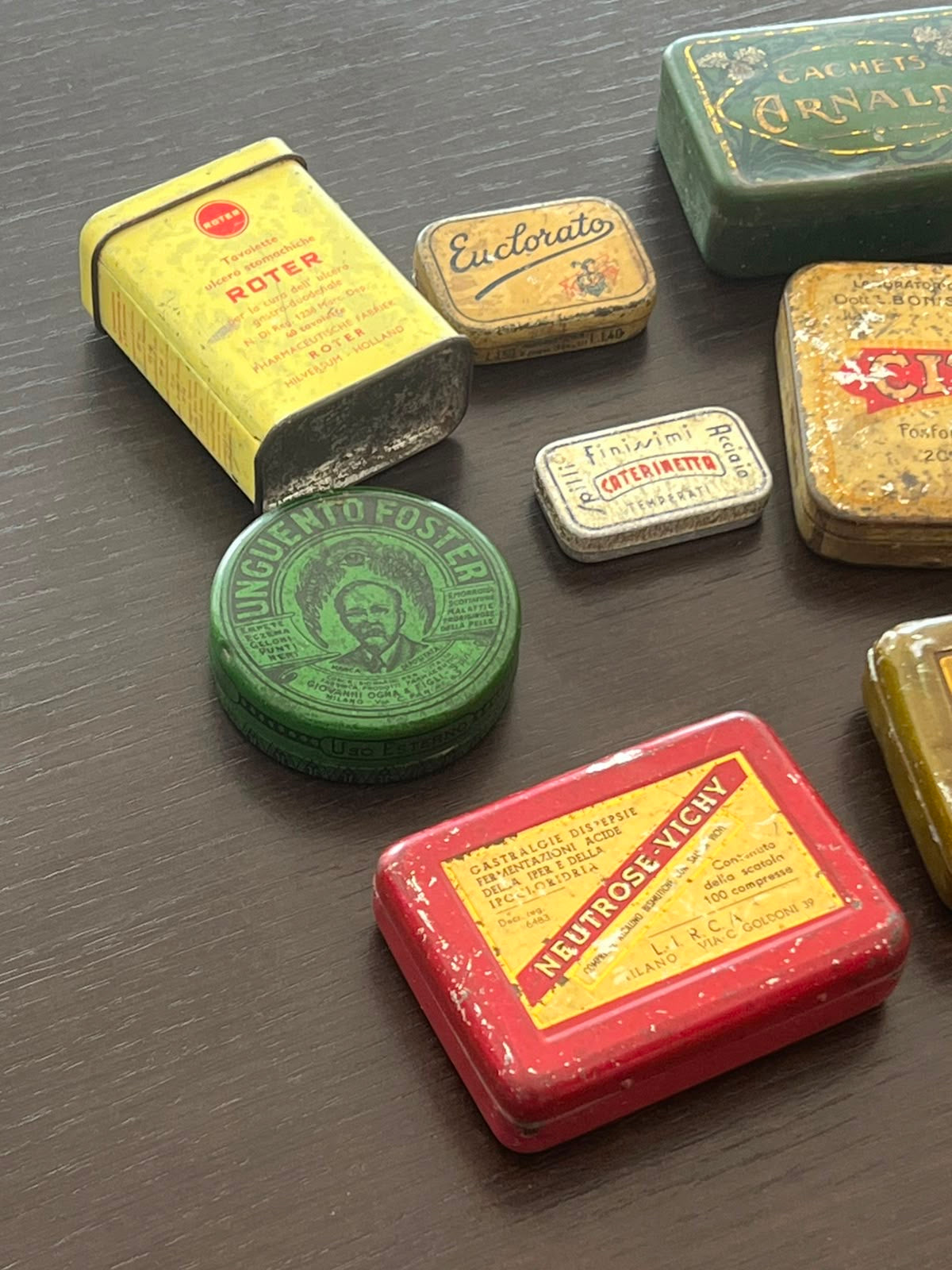 Lotto 8 Scatole di Latta Farmaceutiche Vintage - Medicina Epoca Anni '20/'50 - pezzo unico